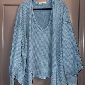 Free People Oversized Waffle Sweater